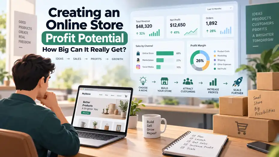 An informative illustration about Creating An Online Store Profit Potential: How Big Can It Really Get?