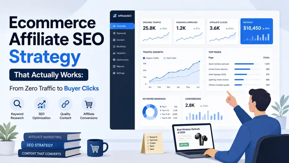 An informative illustration about Ecommerce Affiliate SEO Strategy That Actually Works: From Zero Traffic to Buyer Clicks