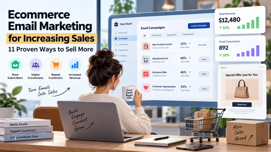 An informative illustration about Ecommerce Email Marketing for Increasing Sales: 11 Proven Ways to Sell More