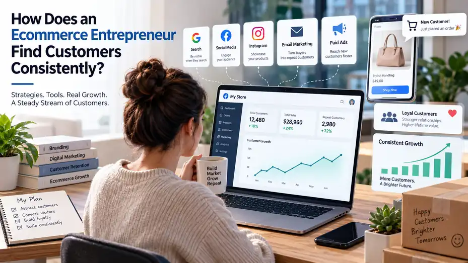 An informative illustration about How Does an Ecommerce Entrepreneur Find Customers Consistently?