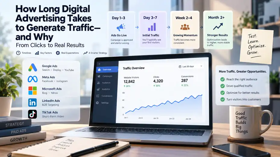 An informative illustration about How Long Digital Advertising Takes to Generate Traffic—and Why
