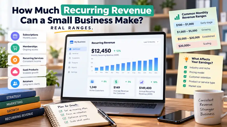 An informative illustration about How Much Recurring Revenue Can a Small Business Make? Real Ranges