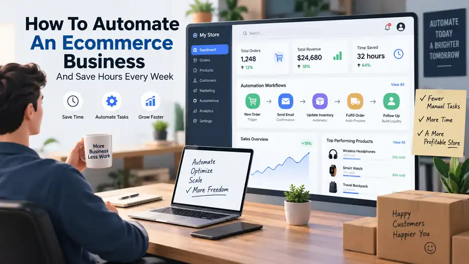 An informative illustration about How To Automate An Ecommerce Business and Save Hours Every Week