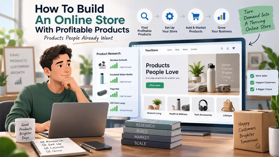 An informative illustration about How To Build An Online Store With Profitable Products People Already Want