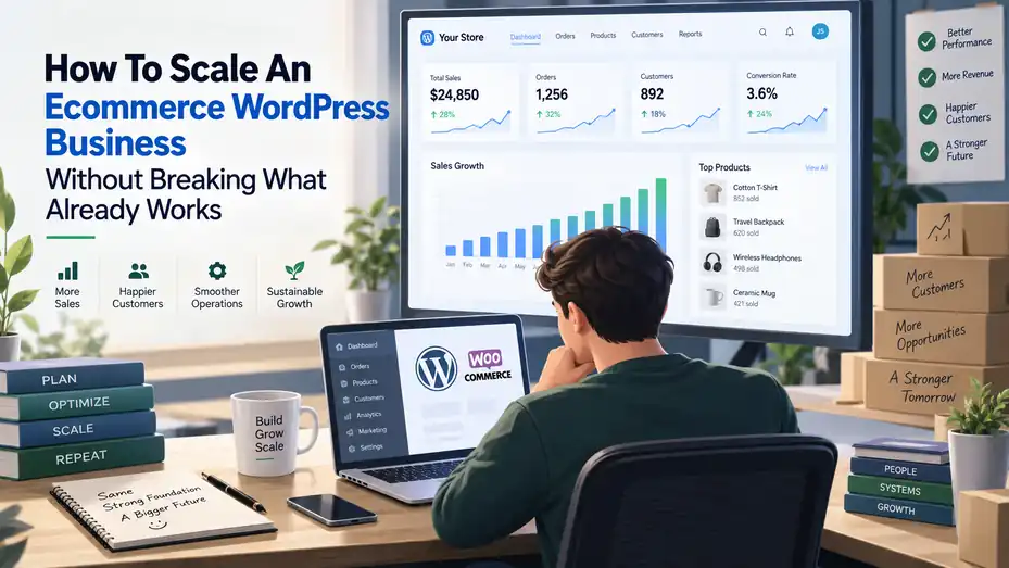 An informative illustration about How To Scale An Ecommerce WordPress Business Without Breaking What Already Works