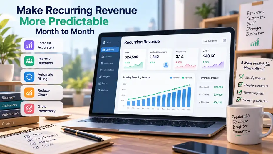 An informative illustration about How to Make Recurring Revenue More Predictable Month to Month