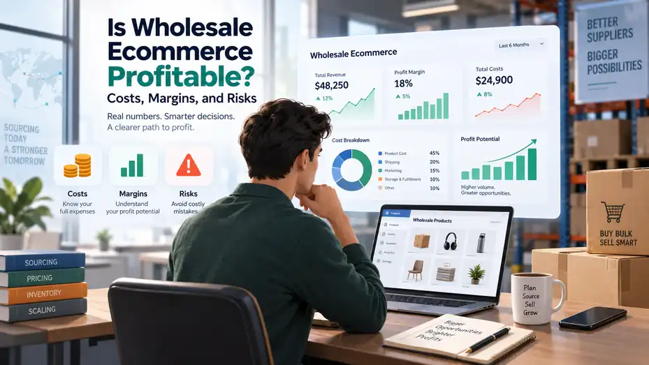 An informative illustration about Is Wholesale Ecommerce Profitable? Costs, Margins, and Risks