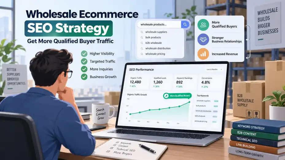 An informative illustration about Wholesale Ecommerce SEO Strategy for More Qualified Buyer Traffic