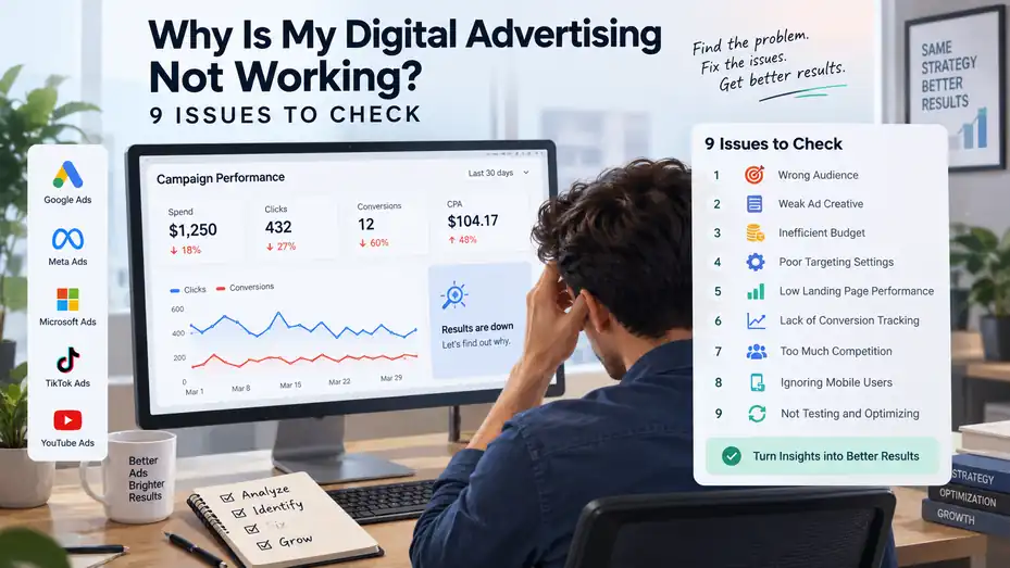 An informative illustration about Why Is My Digital Advertising Not Working? 9 Issues to Check